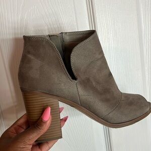 Peep toe bootie heels